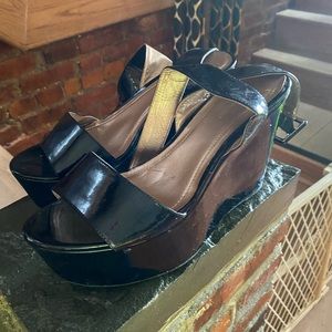 Black platforms patent leather very cute